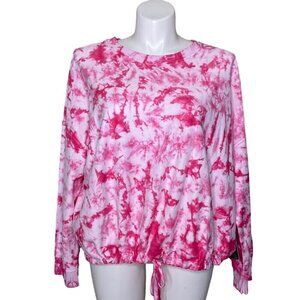 DKNY Sport Tie-Dyed Sweatshirt, NWT $69 Pink White Long Sleeves Women's Size 3X